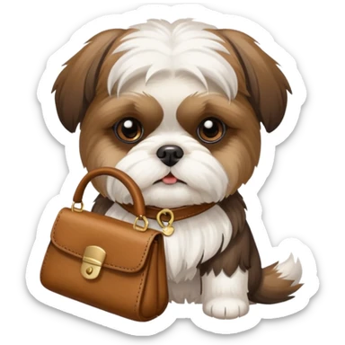 Shih-tzu holding a purse sticker
