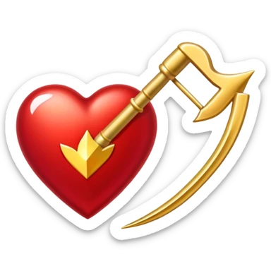 Corazón rojo con una flecha en dorado  sticker