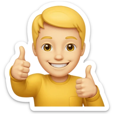 smiling face with hands giving a thumbs up sticker