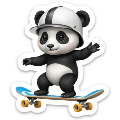 panda with a helmet on a skateboard sticker