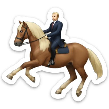 putin riding a horse but the horse is macron sticker