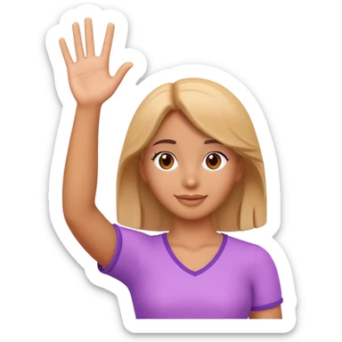 generate realistic detailed girl waving hi 3d style  sticker