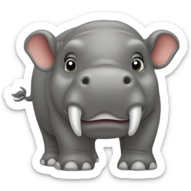 un hippopotame sur un éléphant sticker