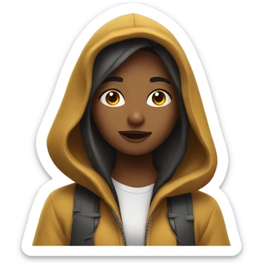 Girl taking selfie in hood sticker