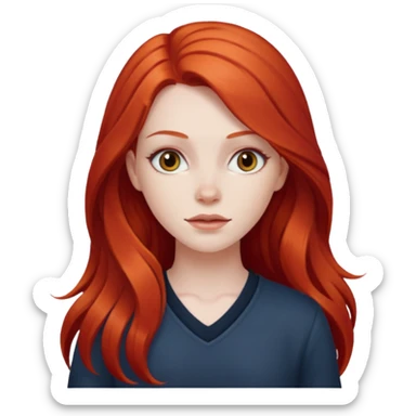 white girl with long red hair sticker