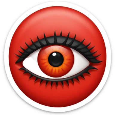 Quiero que mi emoji sea en ojo  👁 que sea de color negro total mete pero que el margen sea rojo con pestañas sticker