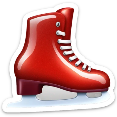 Shiny red ice skate sticker