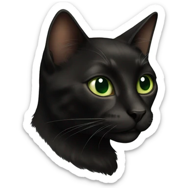 Black cat with Brown Spots green eyes  sticker