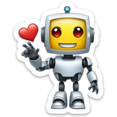 Robot doing a heart sign sticker