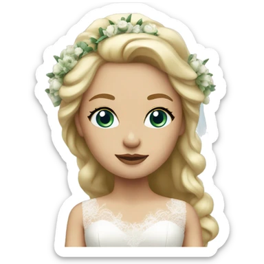 bride with blonde hair, greenish-blue eyes sticker
