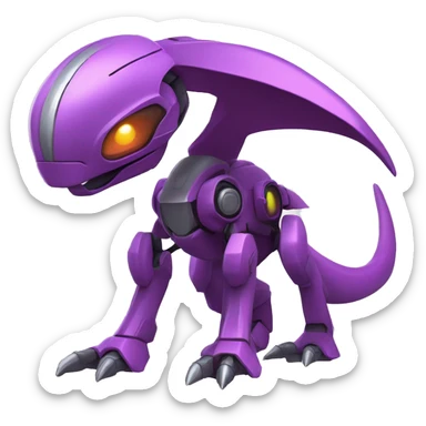 a Genesect-Raptor-Fakémon—hybrid with a futuristic visor-helmet full body sticker