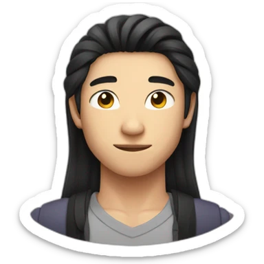 Muscular Chinese teen guy with middle part black and slightly curvy hairs sticker