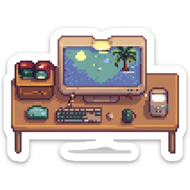 Sleepy desktop with computer zzz
 sticker