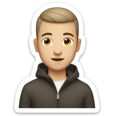 A white boy with a brune buzzcut sticker