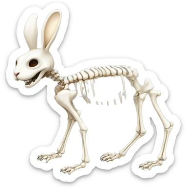 A full-length rabbit skeleton with crosses over its eyes sticker