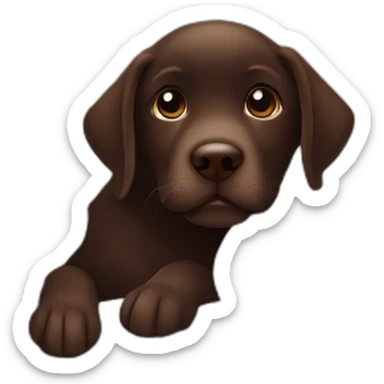 Chocolate labrador puppie in bed sticker