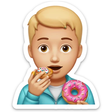 Face Savoring Food Emoji, Doughnut Emoji sticker
