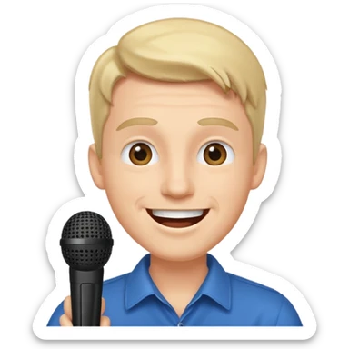 happy man speaks into the microphone sticker