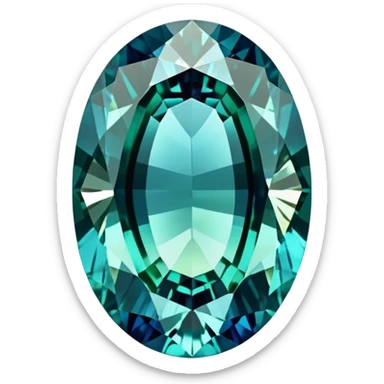 Oval cut indicolite tourmaline showing rich blue color with slight green undertones sticker