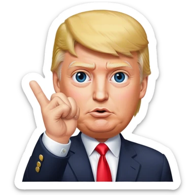 Super realistic Donald Trump pointing index finger up, realistic face sticker