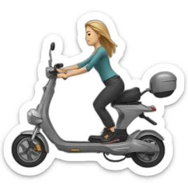 women destroys electric scooter sticker