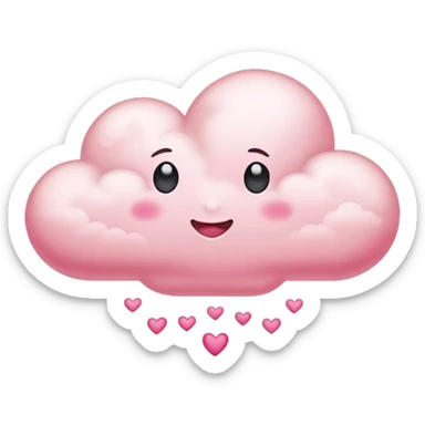 pink heart + cloud sticker