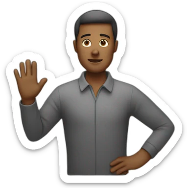 Man making a stop sign with his hand in front of him sticker