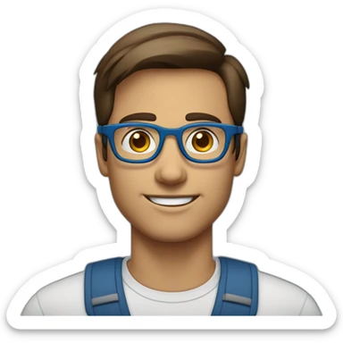 Homme brun aux yeux bleu avec lunette sticker