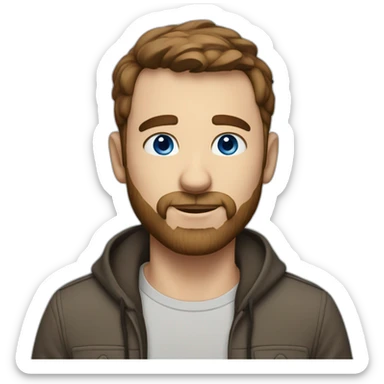 Guy with short brown hair and short beard, blue eyes sticker