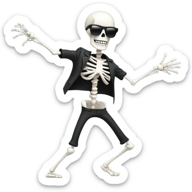 Skeleton with sunglasses goofy dancing sticker