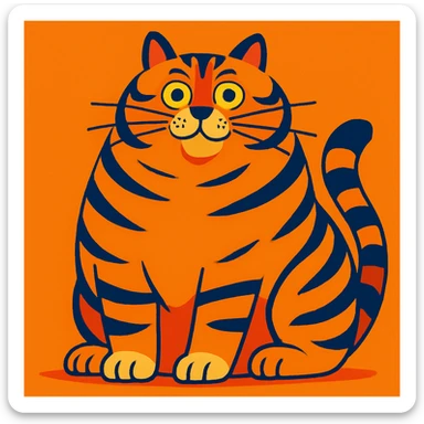 the world's biggest cat, majestic and oversized, in a fun and eye-catching style sticker