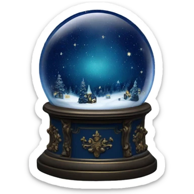 vintage dark blue rococo night sky snow globe sticker