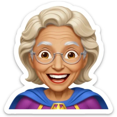 Laughing crazily elderly superwoman sticker