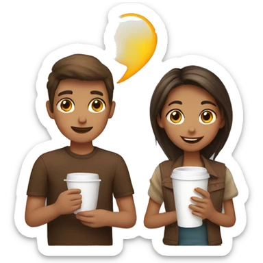 girl and boy having coffee sticker