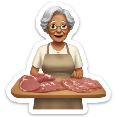 grand mother making charcuterie sticker