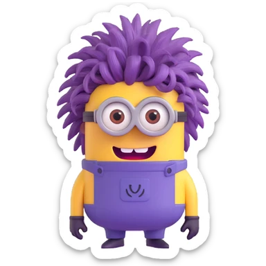purple minion with crazy hair sticker