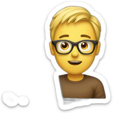 surprised coder with laptop sticker