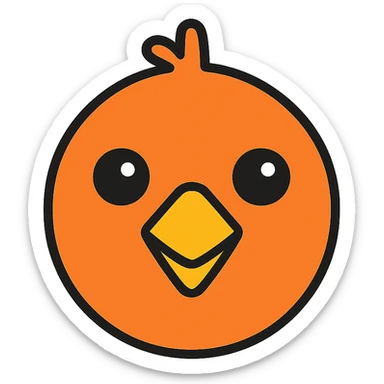 orange face of a bird sticker