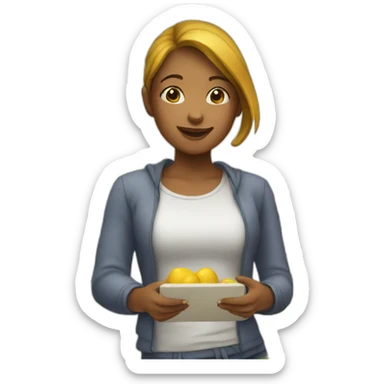 the girl doing onling market sticker