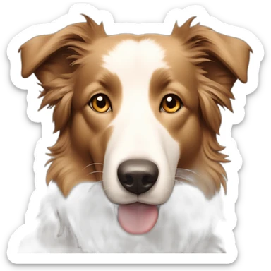 border collie dog light brown cream sticker