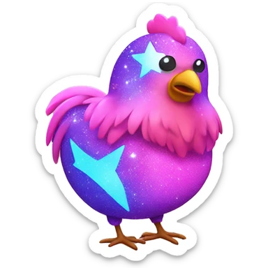 Kawaii neon star glitter chicken with big butt emoji    sticker