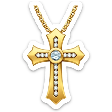 Cross with diamond chains on it with the letters SE  sticker