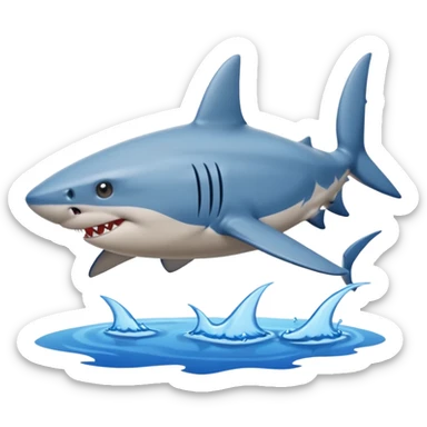 A shark with blue shoes on land near water not in it sticker