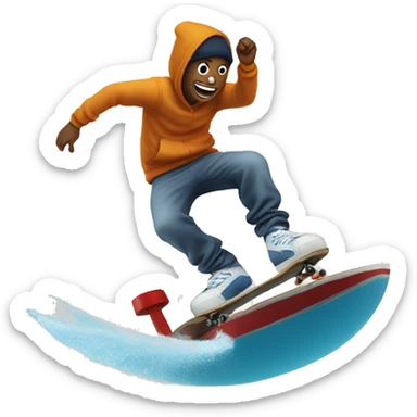 skater popping a steezy ollie on a boat sticker