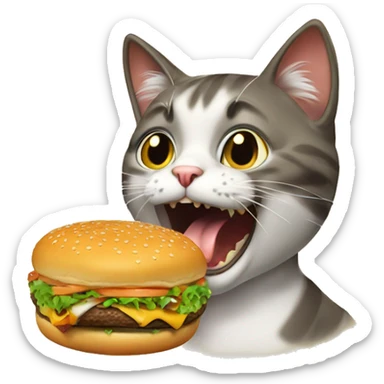 Cat eating burger sticker