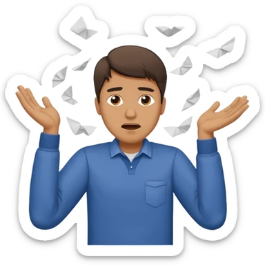 A man throwing papers in the air in frustration  sticker