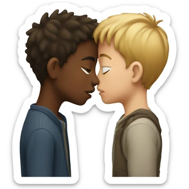 Two boys kissing sticker