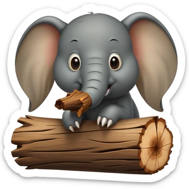 An elephant fly gnawing a log like a beaver sticker