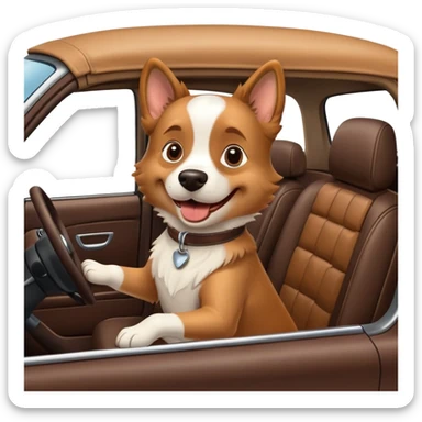 a dog driving in the car sticker