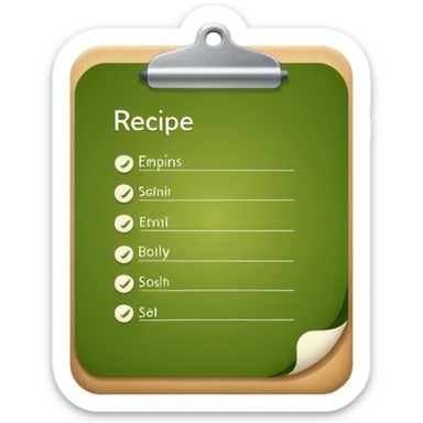 Small icon emoji of recipe sheet, minimum details, green #36a767 main color sticker